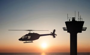 Helicopter and the sunset